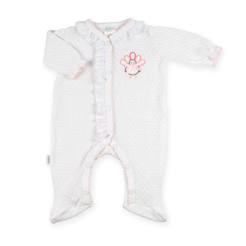PatyKnit™ Eyelet Footie with Turkey Embroidery