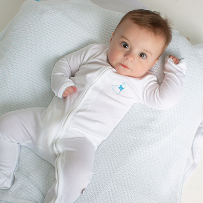 Organic Cotton Zipper Footie with Bunny Embroidery