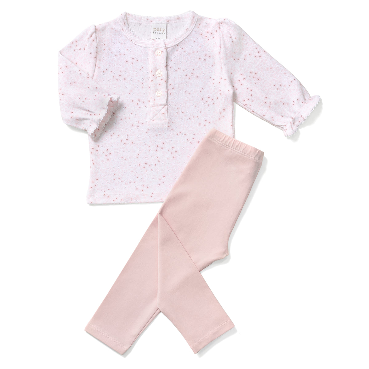 Paty Organic Cotton Baby Pointelle Knit Top & Legging Set