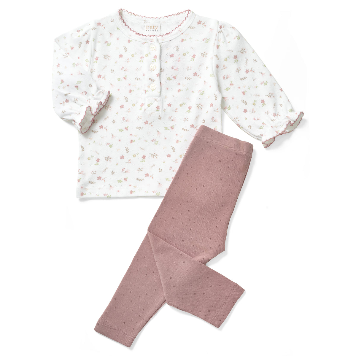 Paty Organic Cotton Baby Pointelle Knit Top & Legging Set
