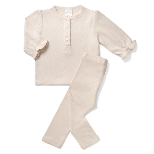 Paty Organic Cotton Baby Pointelle Knit Top & Legging Set