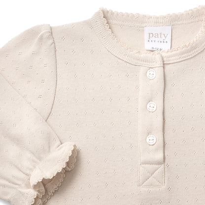 Paty Organic Cotton Baby Pointelle Knit Top & Legging Set