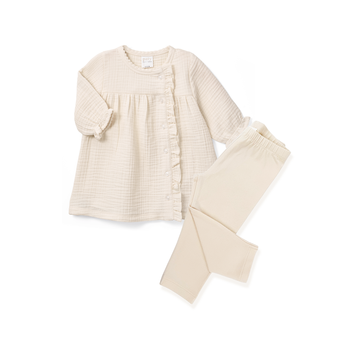 Paty Organic Cotton Baby Girl Ruffle Tunic & Legging Set