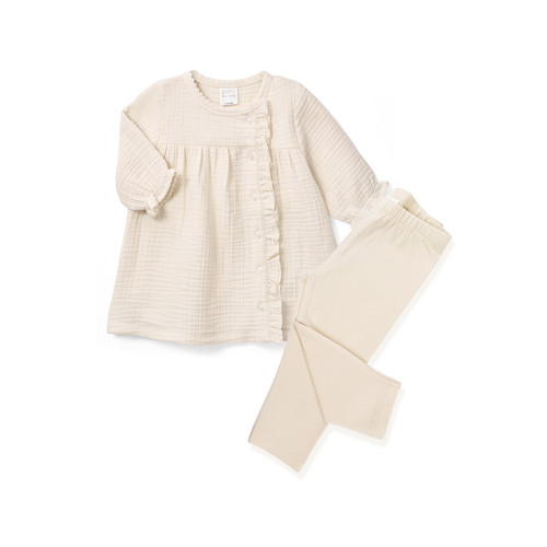 Paty Organic Cotton Baby Girl Ruffle Tunic & Legging Set