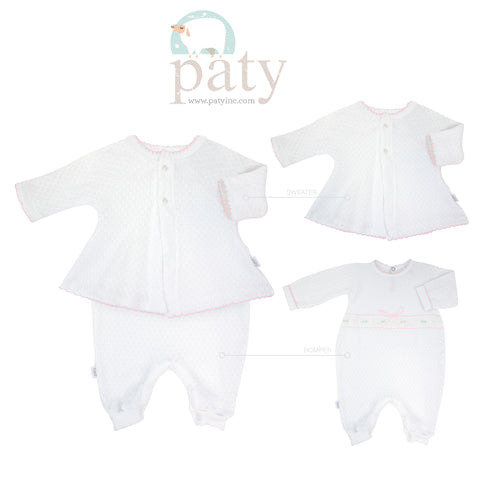 Paty Knit Romper with Cardigan Gift Set, Swiss Floral #GS166SWFLS