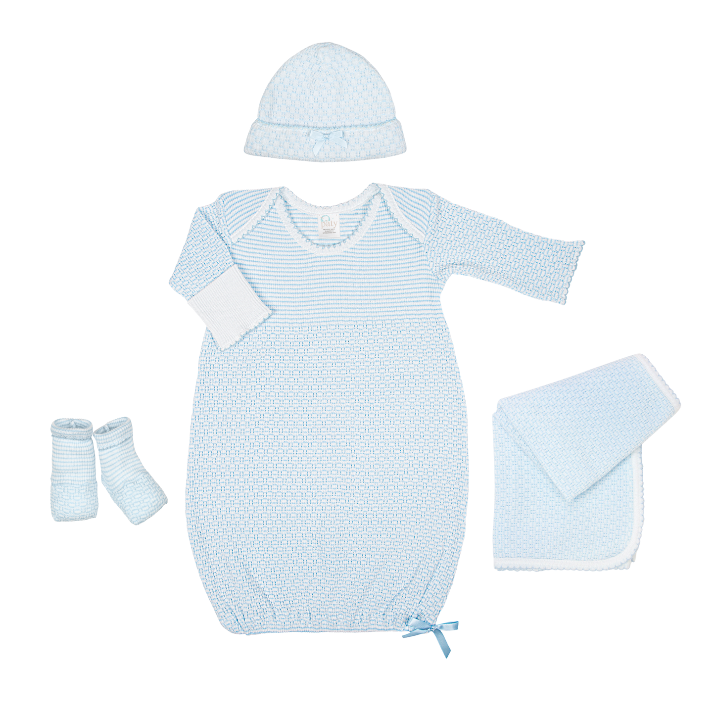 Paty Knit Solid Color Newborn Gown Gift Set