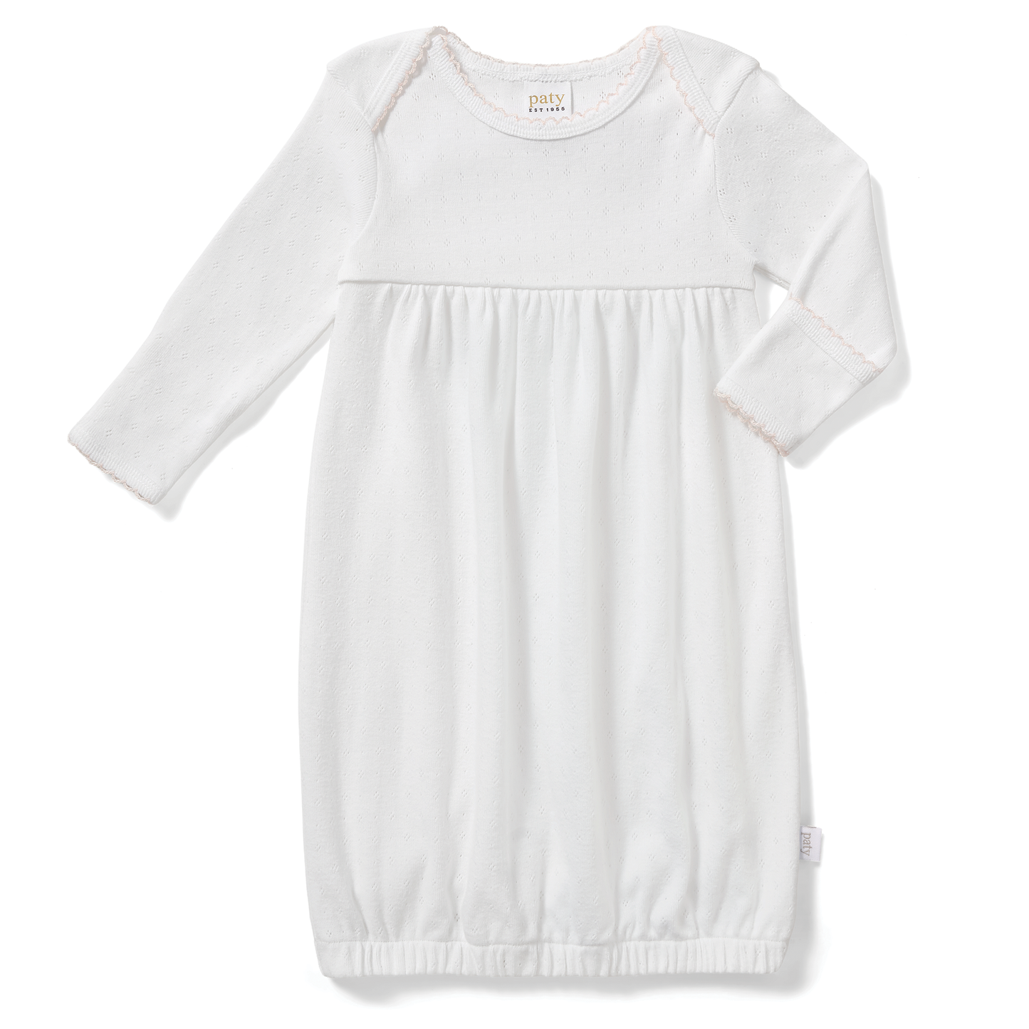 Paty Organic Cotton Pointelle Gown with Overlap Shoulder