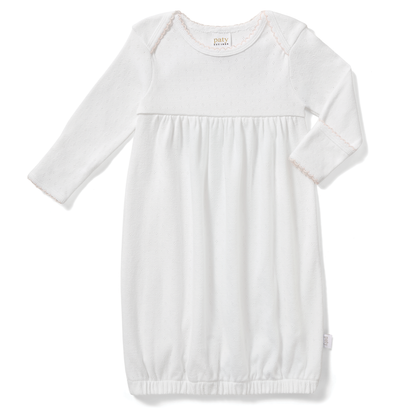 Paty Organic Cotton Pointelle Gown with Overlap Shoulder