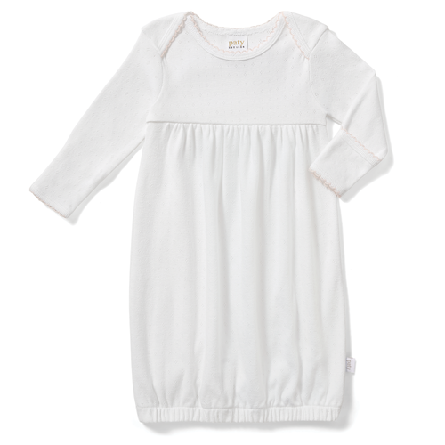 Paty Organic Cotton Pointelle Gown with Overlap Shoulder