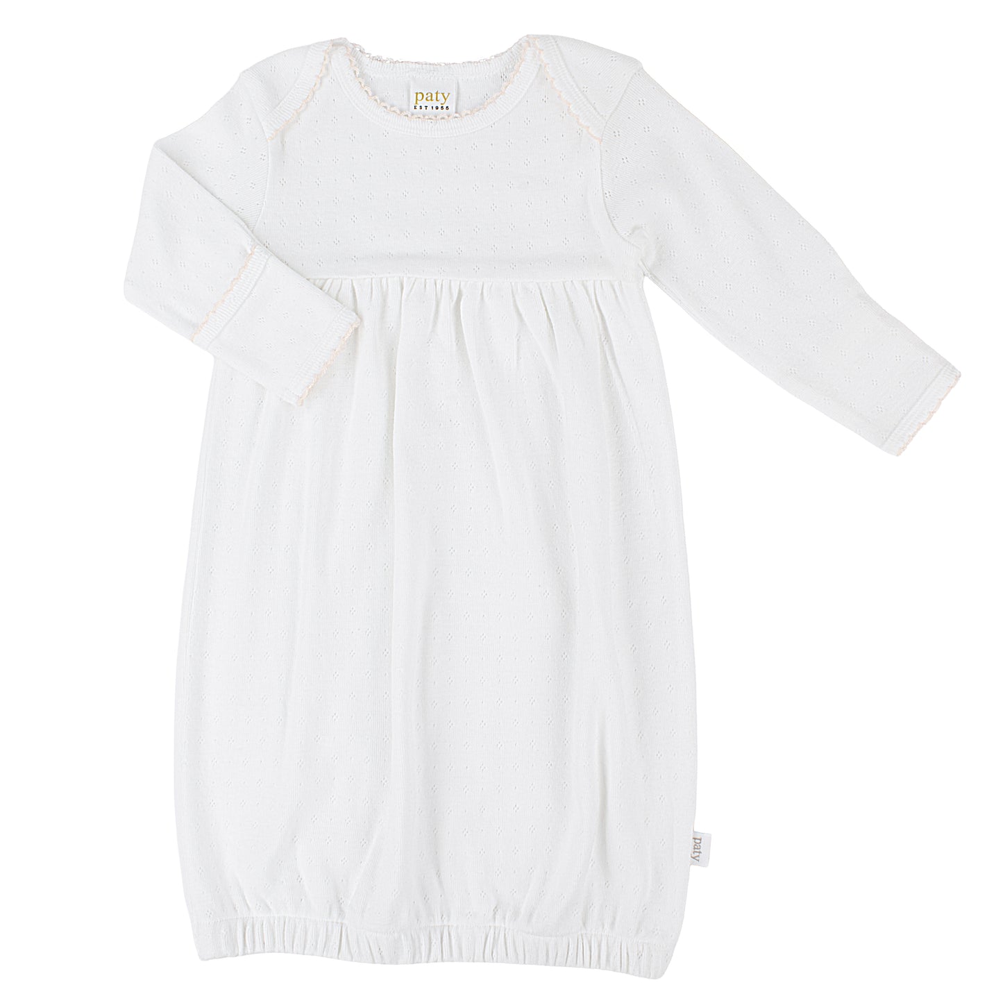 Paty Organic Cotton Pointelle Baby Gown with Overlap Shoulders