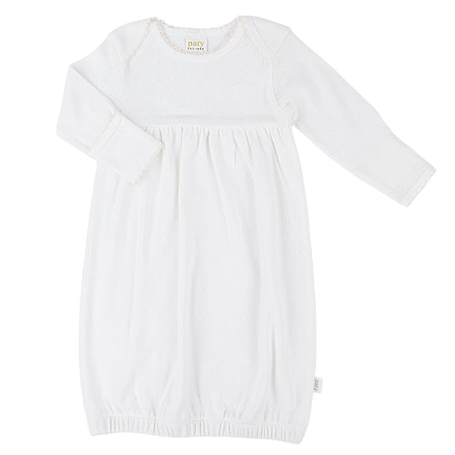 Paty Organic Cotton Pointelle Baby Gown with Overlap Shoulders