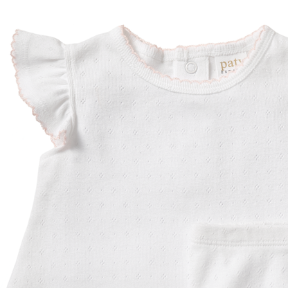 Paty Organic Cotton Pointelle Diaper Set with Flutter Sleeves