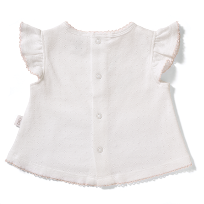 Paty Organic Cotton Pointelle Diaper Set with Flutter Sleeves