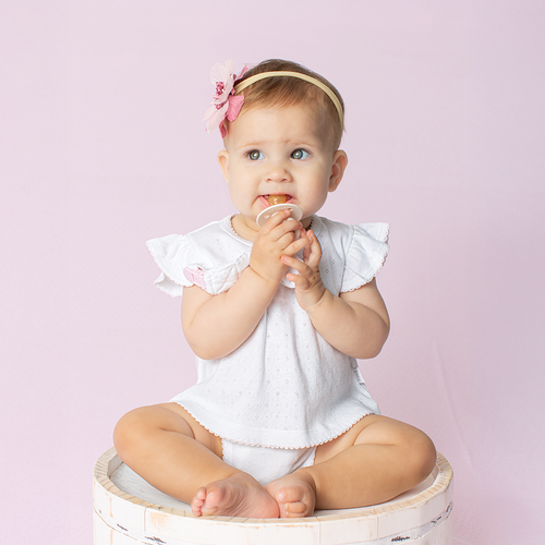 Paty Organic Cotton Pointelle Diaper Set with Flutter Sleeves