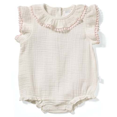 Paty Organic Cotton Muslin Bubble with Pom Trim