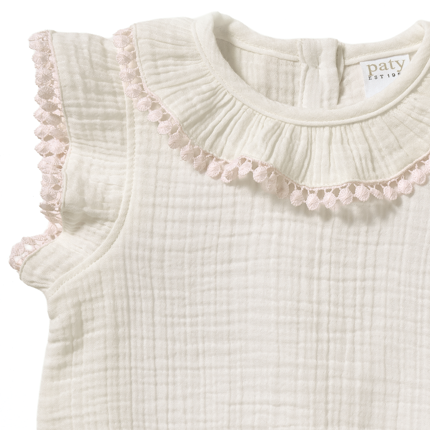 Paty Organic Cotton Muslin Bubble with Pom Trim