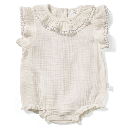 Paty Organic Cotton Muslin Bubble with Pom Trim