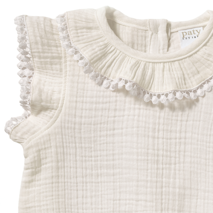 Paty Organic Cotton Muslin Bubble with Pom Trim