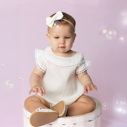Paty Organic Cotton Muslin Bubble with Pom Trim