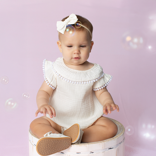 Paty Organic Cotton Muslin Bubble with Pom Trim