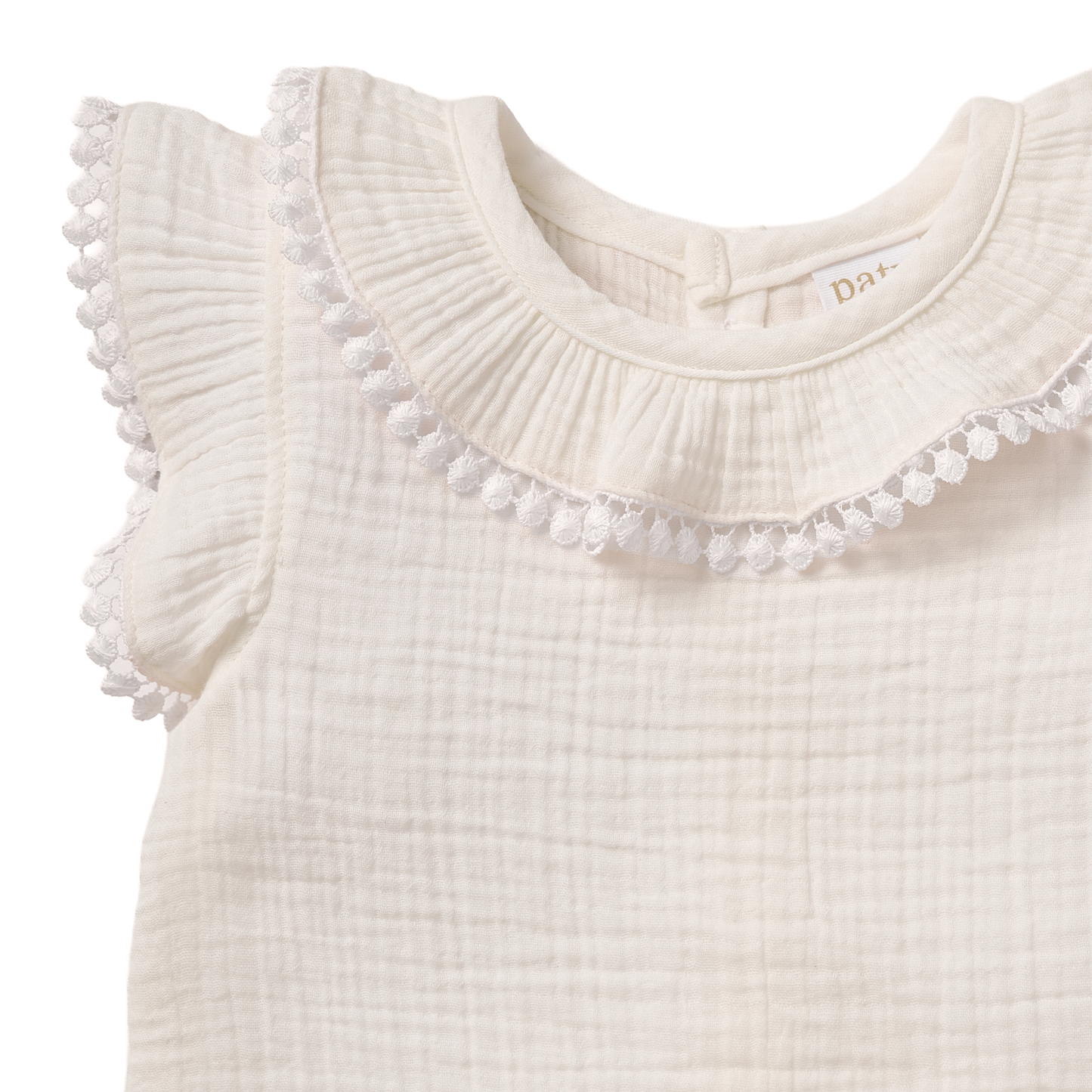 Paty Organic Cotton Muslin Dress & Bloomers Set with Pom Trim