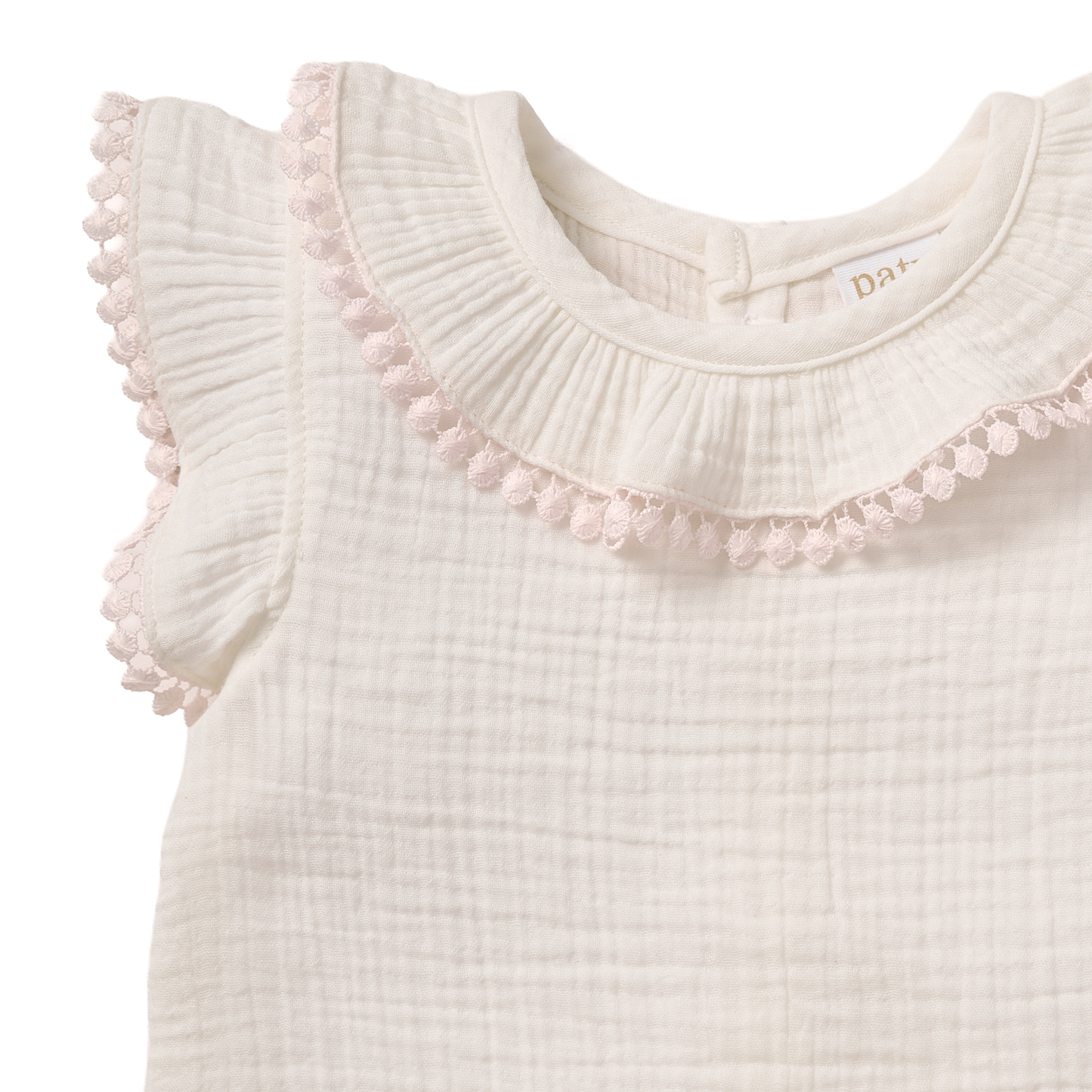 Paty Organic Cotton Muslin Dress & Bloomers Set with Pom Trim