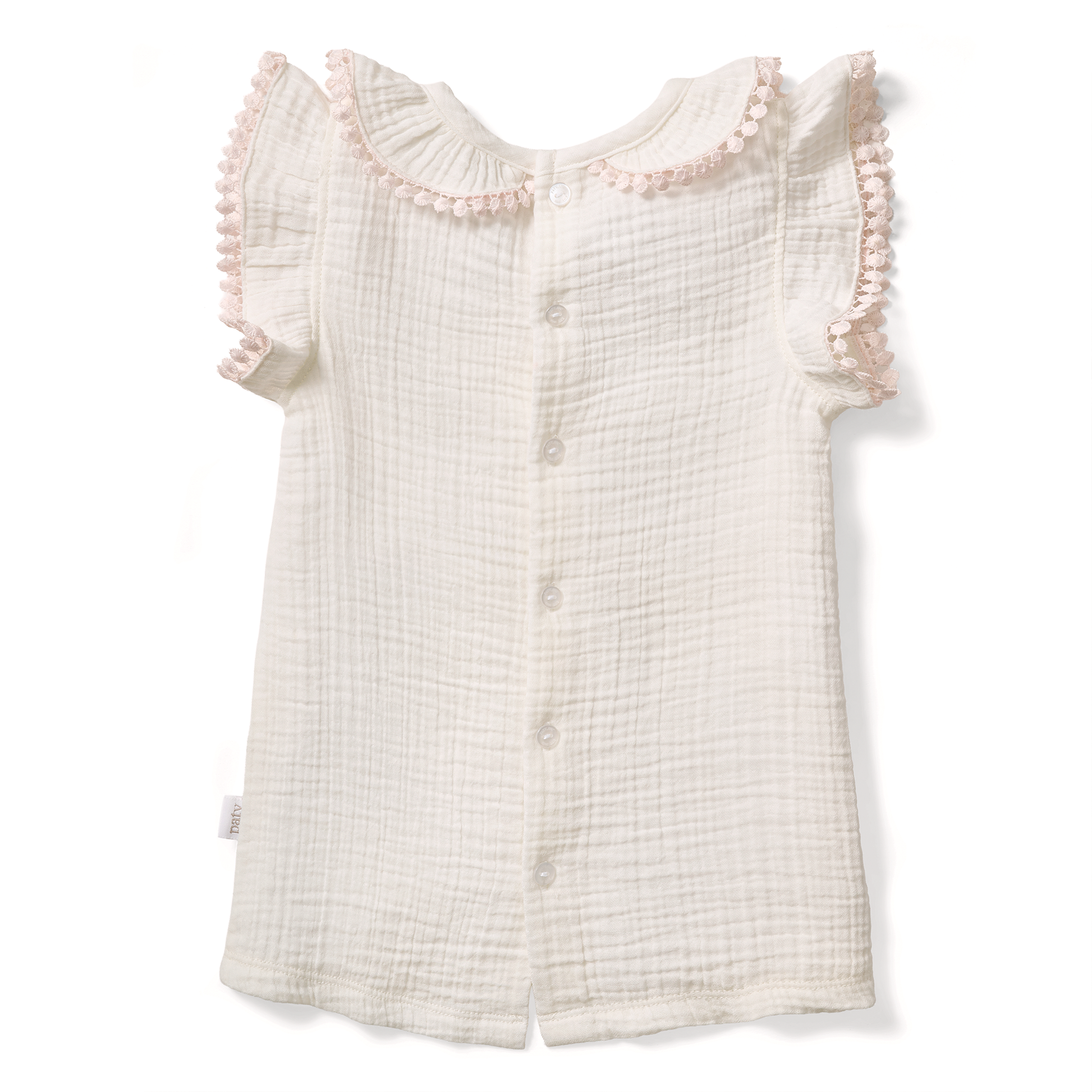 Paty Organic Cotton Muslin Dress & Bloomers Set with Pom Trim - PatyInc Paty Organic Cotton Muslin Dress & Bloomers Set with Pom Trim - PatyInc