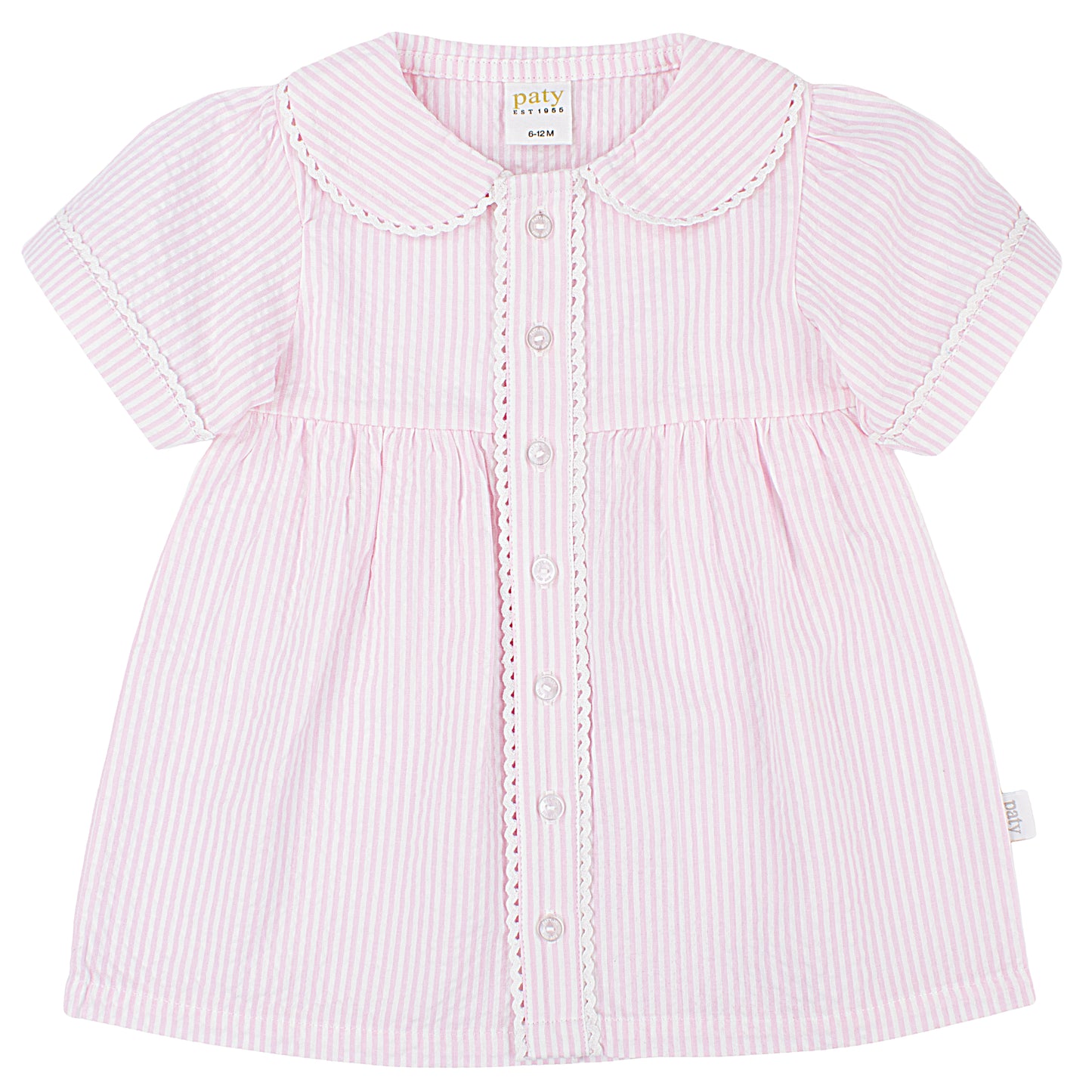 Organic Cotton Seersucker Dress with Ric Rac trim