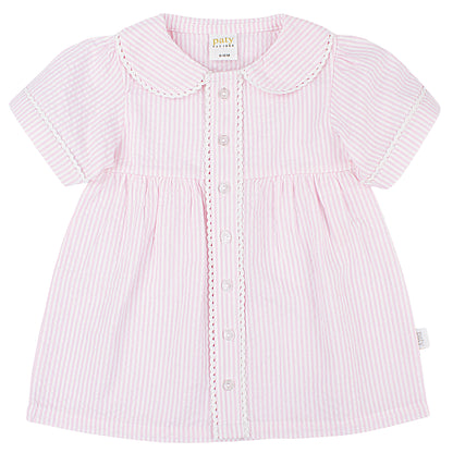 Organic Cotton Seersucker Dress with Ric Rac trim