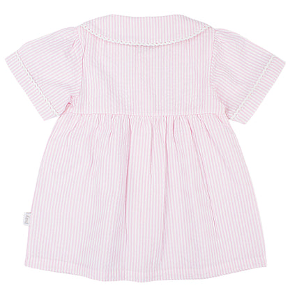 Organic Cotton Seersucker Dress with Ric Rac trim