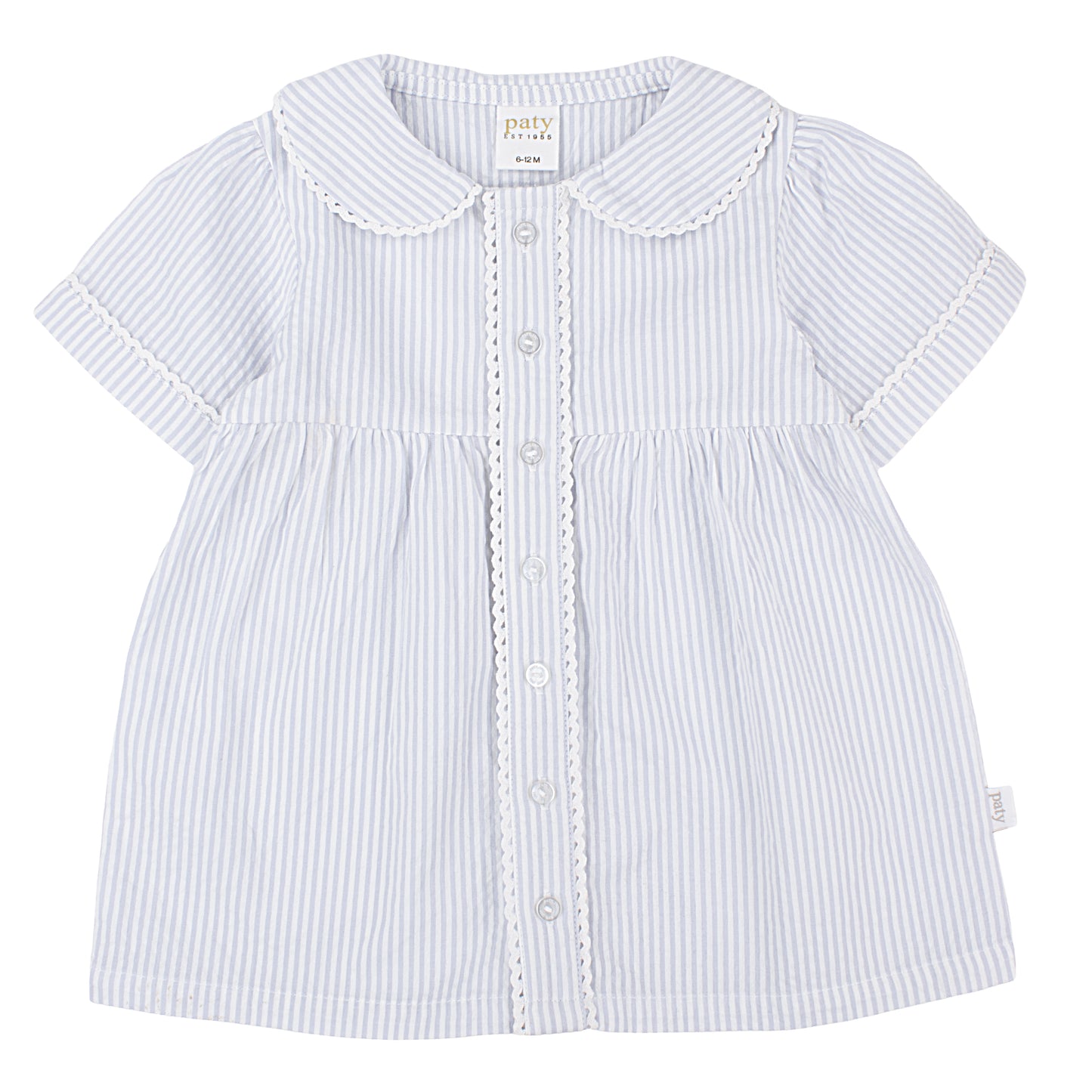 Organic Cotton Seersucker Dress with Ric Rac trim