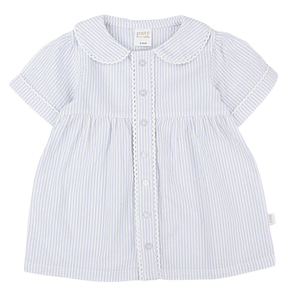 Organic Cotton Seersucker Dress with Ric Rac trim