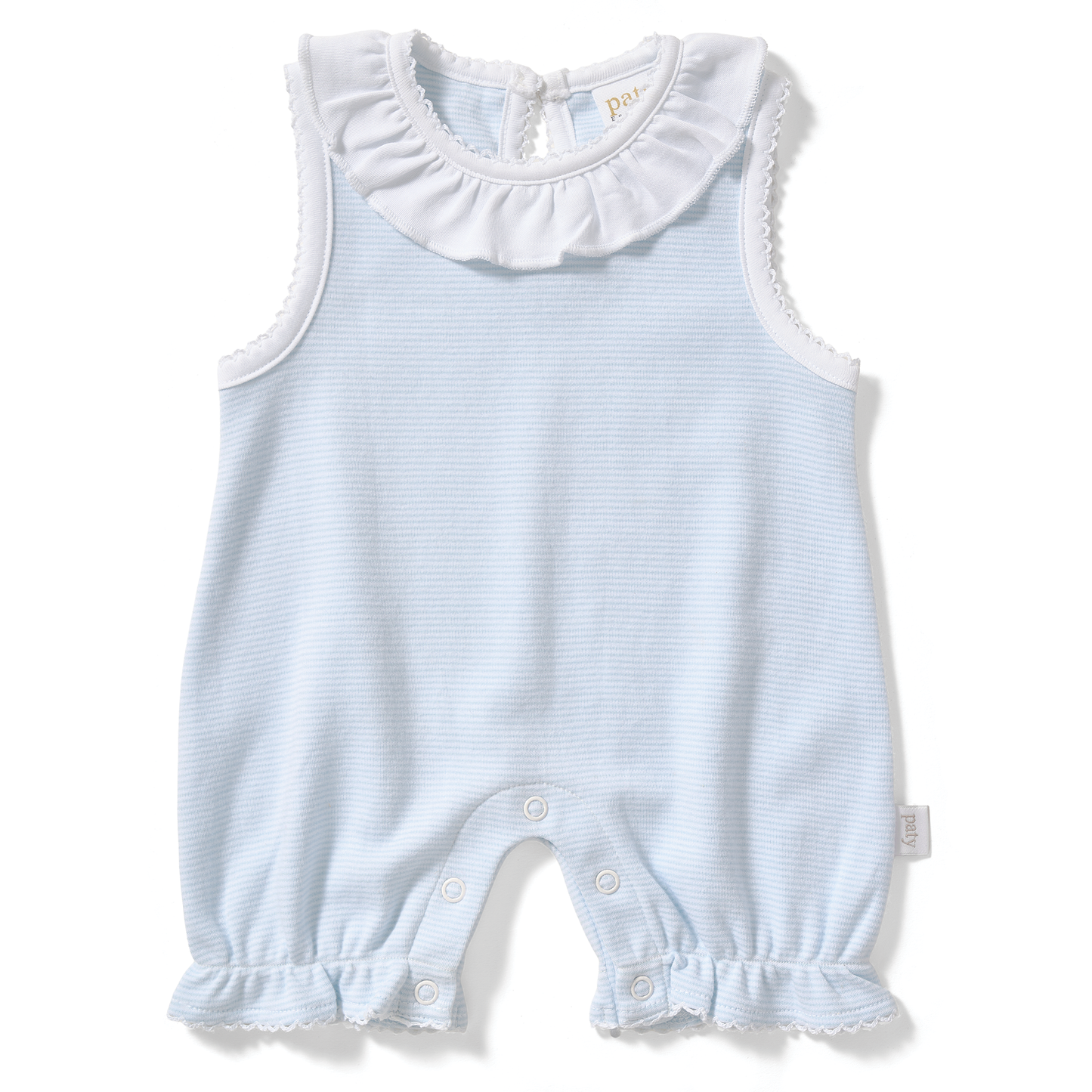 Paty Organic Cotton Striped Bubble with Ruffle Collar