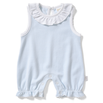 Paty Organic Cotton Striped Bubble with Ruffle Collar