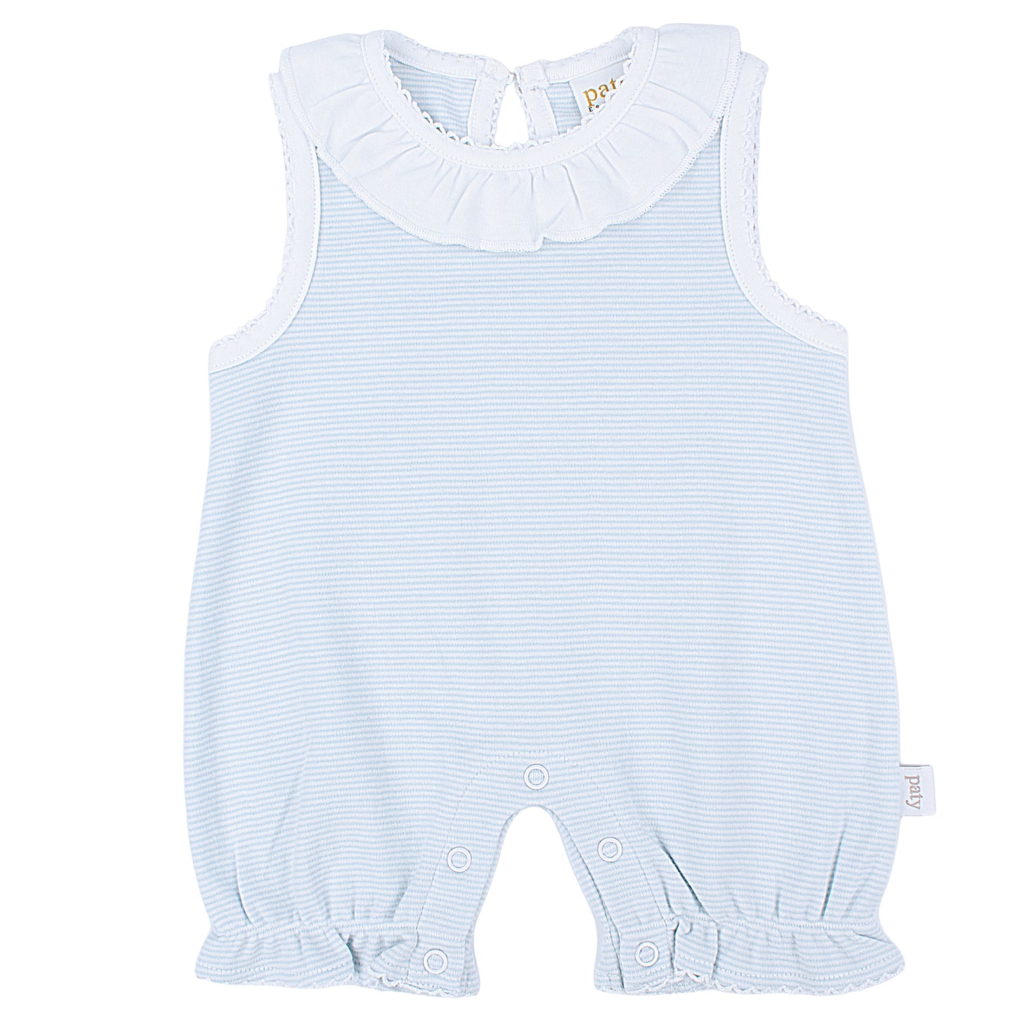 Paty Organic Cotton Classic Stripe Baby Girl Bubble with Ruffle Collar