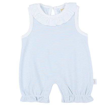 Paty Organic Cotton Classic Stripe Baby Girl Bubble with Ruffle Collar