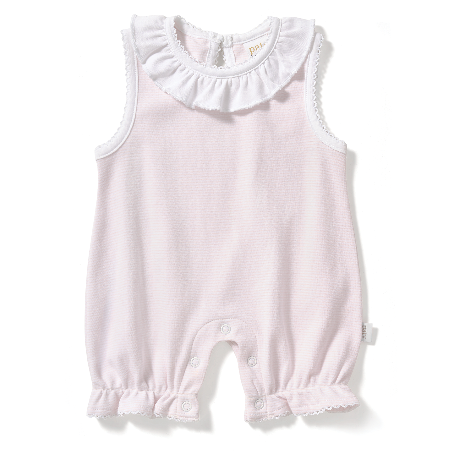 Paty Organic Cotton Striped Bubble with Ruffle Collar