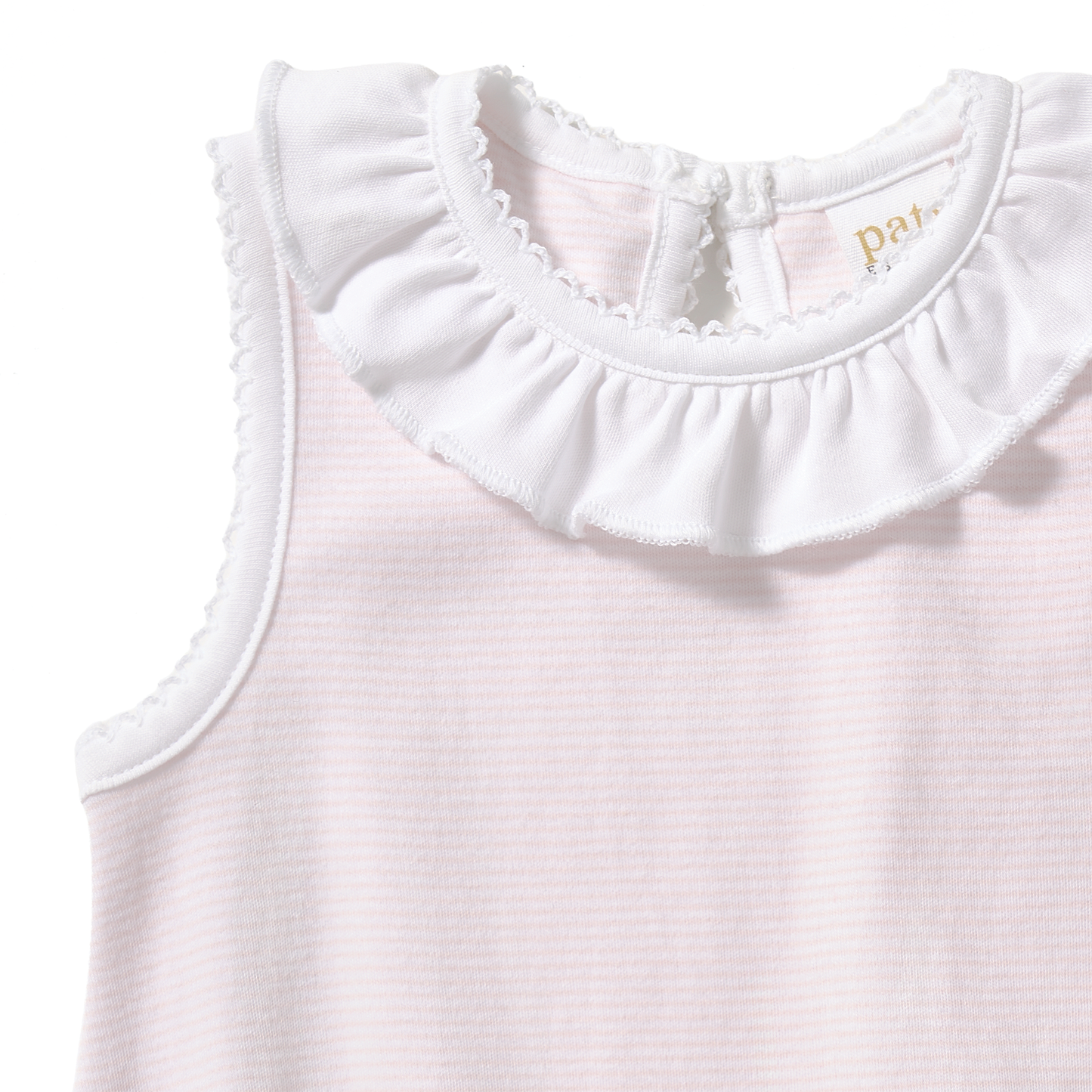 Paty Organic Cotton Striped Bubble with Ruffle Collar