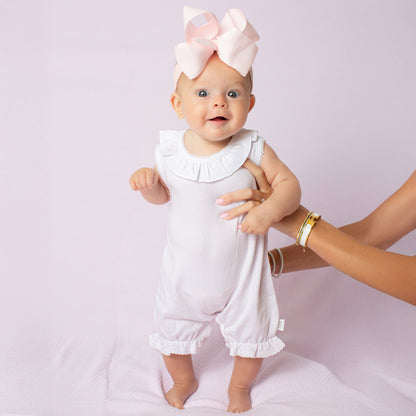 Paty Organic Cotton Striped Bubble with Ruffle Collar