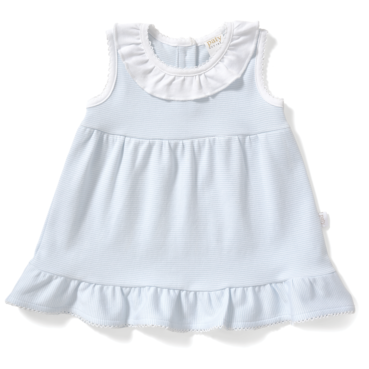 Paty Organic Cotton Striped Dress with Ruffle Collar & Hem