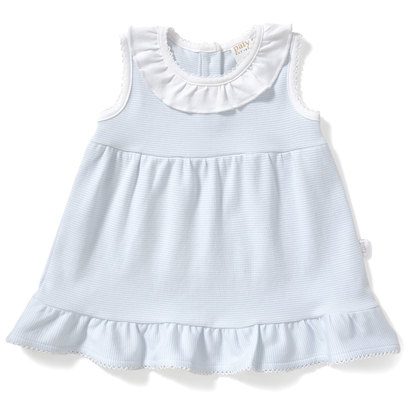 Paty Organic Cotton Striped Dress with Ruffle Collar & Hem