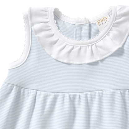 Paty Organic Cotton Striped Dress with Ruffle Collar & Hem
