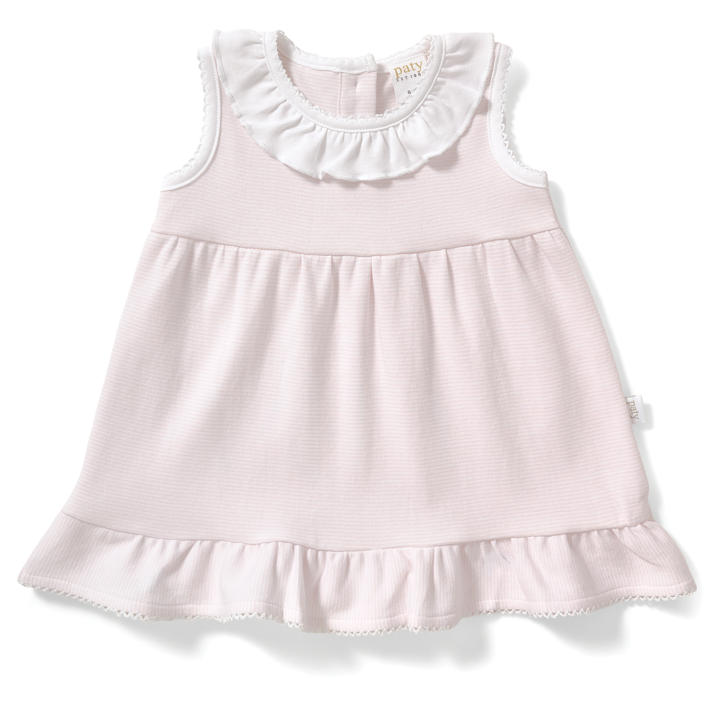 Paty Organic Cotton Striped Dress with Ruffle Collar & Hem