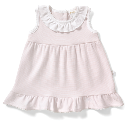 Paty Organic Cotton Striped Dress with Ruffle Collar & Hem