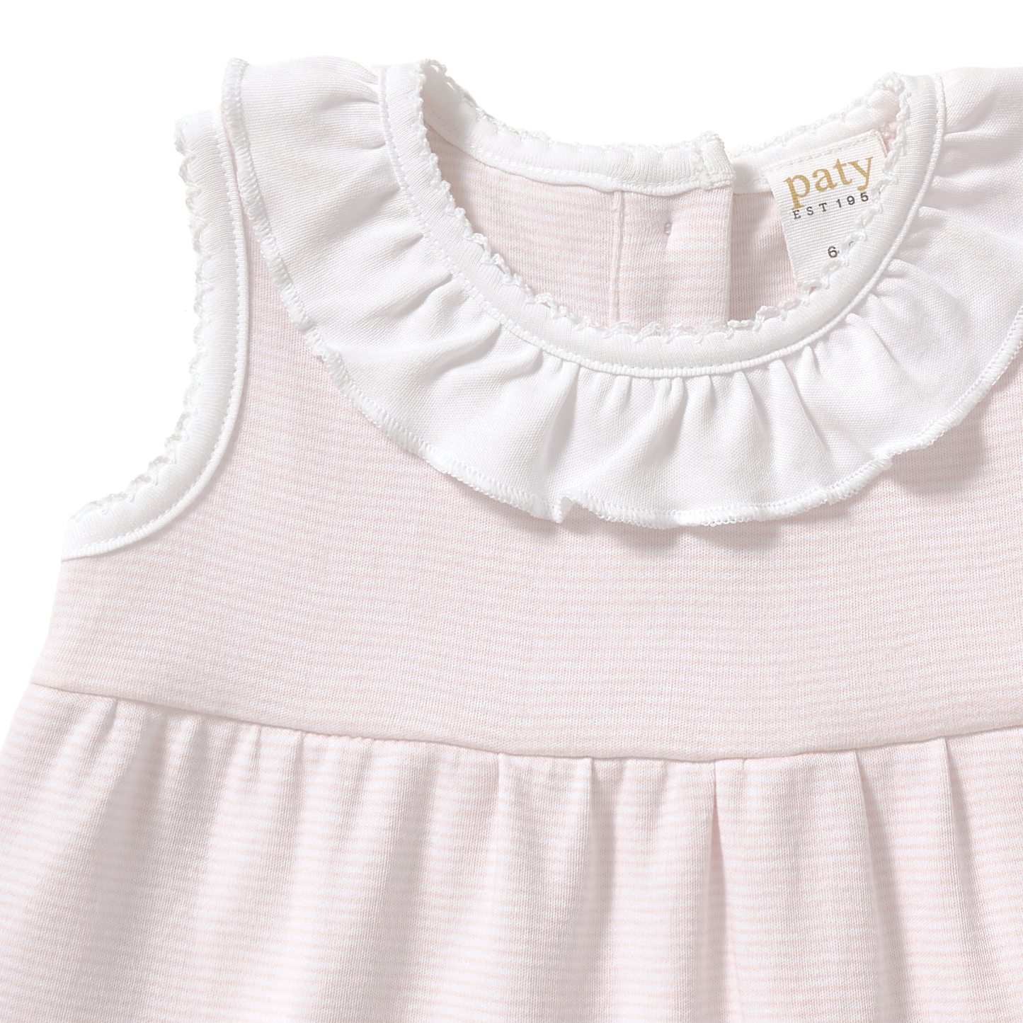Paty Organic Cotton Striped Dress with Ruffle Collar & Hem