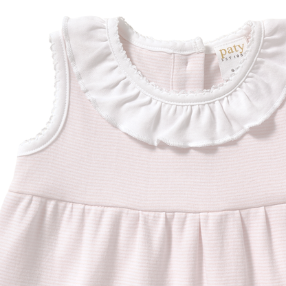 Paty Organic Cotton Striped Dress with Ruffle Collar & Hem