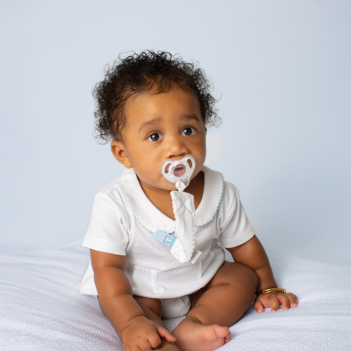 Paty Organic Cotton Pointelle Knit Pacifier Clip