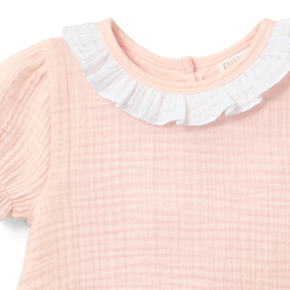 Paty Organic Cotton Muslin Dress with Ruffle Collar
