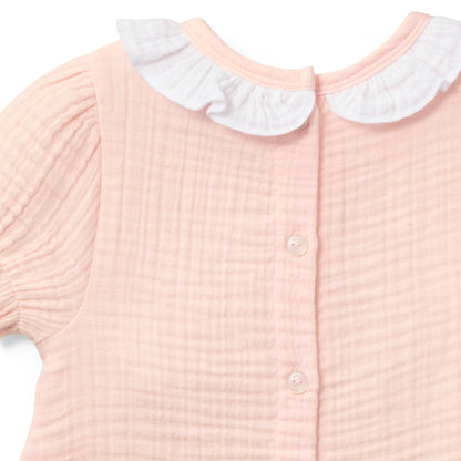 Paty Organic Cotton Muslin Dress with Ruffle Collar