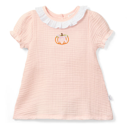 Paty Organic Cotton Muslin Dress with Ruffle Collar